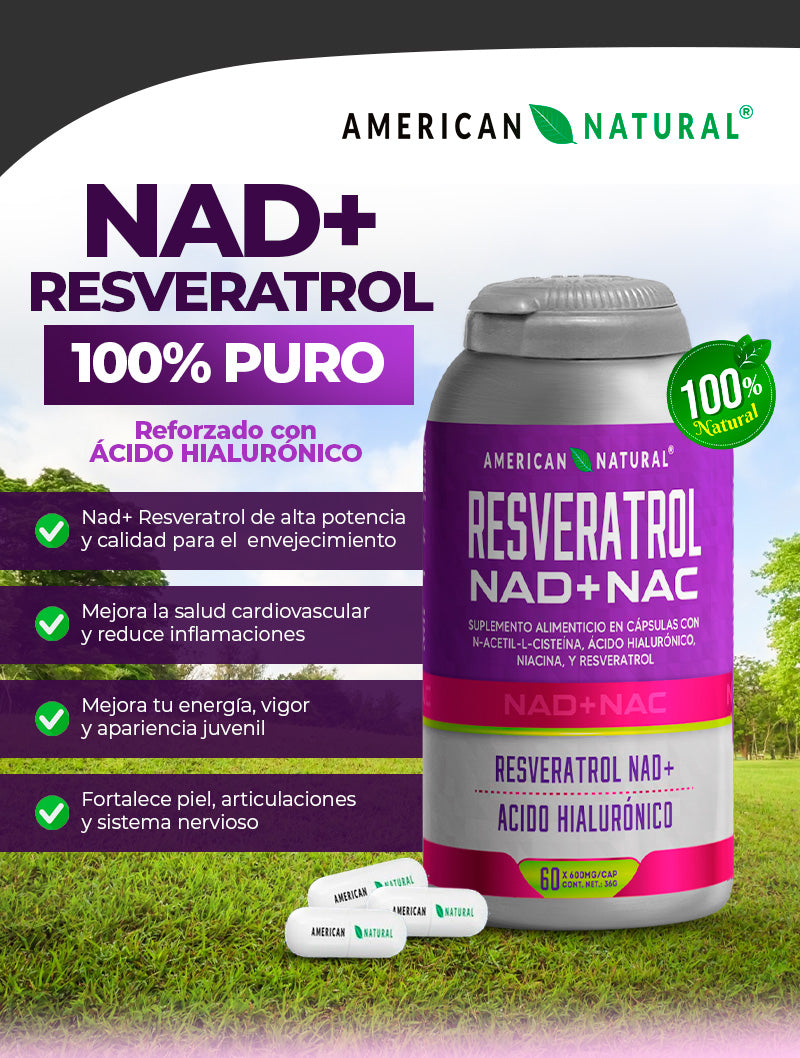 Resveratrol NAD+NAC™: Vitalidad y Bienestar en cápsulas
