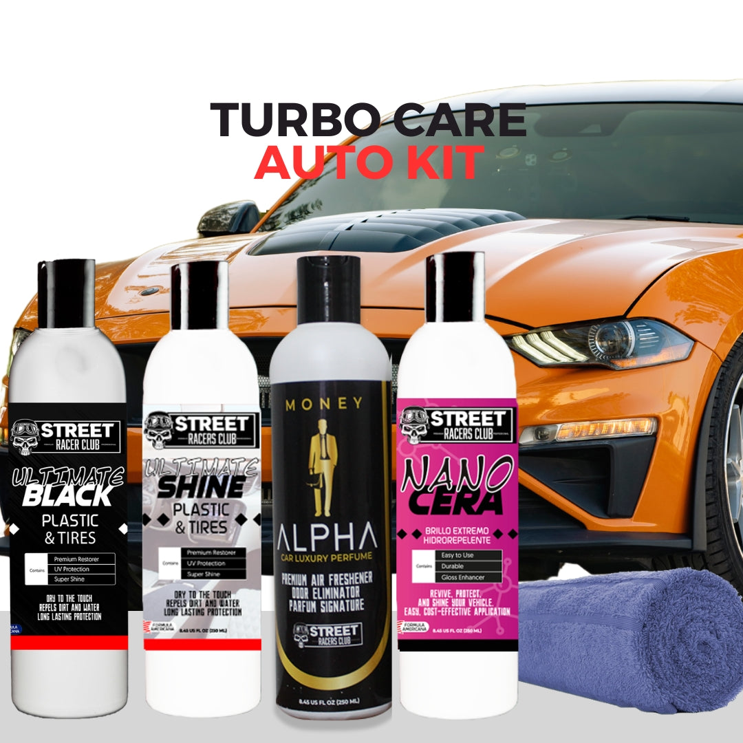 Kit de Autos x 4 (Cera+ Restaurador + Abrillantador + Perfume + Microfibra)™