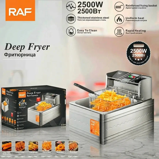RAF™. Freidora Eléctrica de Acero Inoxidable 6Lt