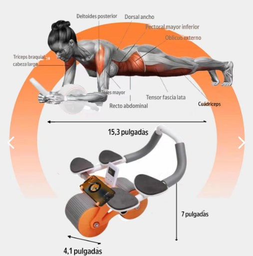 Rodillo de Entrenamiento Abdominal de 4 Apoya Brazos con Rebote Automático™