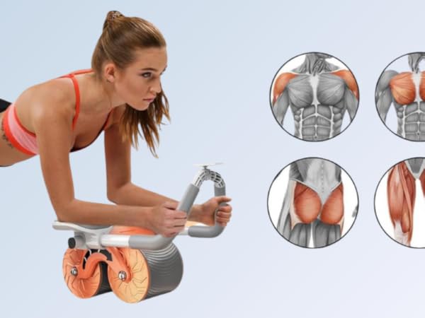 Rodillo de Entrenamiento Abdominal de 4 Apoya Brazos con Rebote Automático™