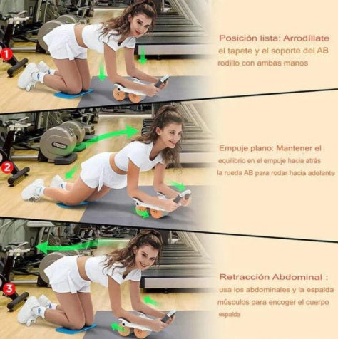 Rodillo de Entrenamiento Abdominal de 4 Apoya Brazos con Rebote Automático™
