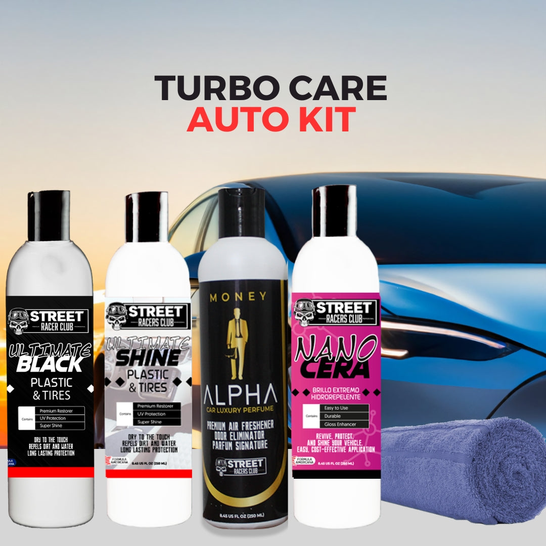 Kit de Autos x 4 (Cera+ Restaurador + Abrillantador + Perfume + Microfibra)™