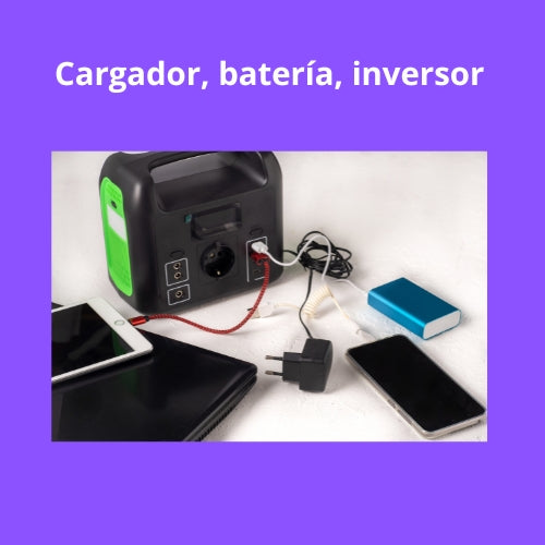 Cargador, batería, inversor