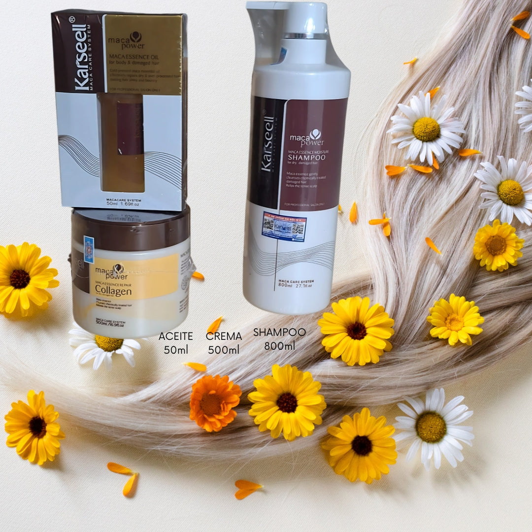 Kit Kerseell X3 (Shampoo + crema maca con colágeno + aceite)