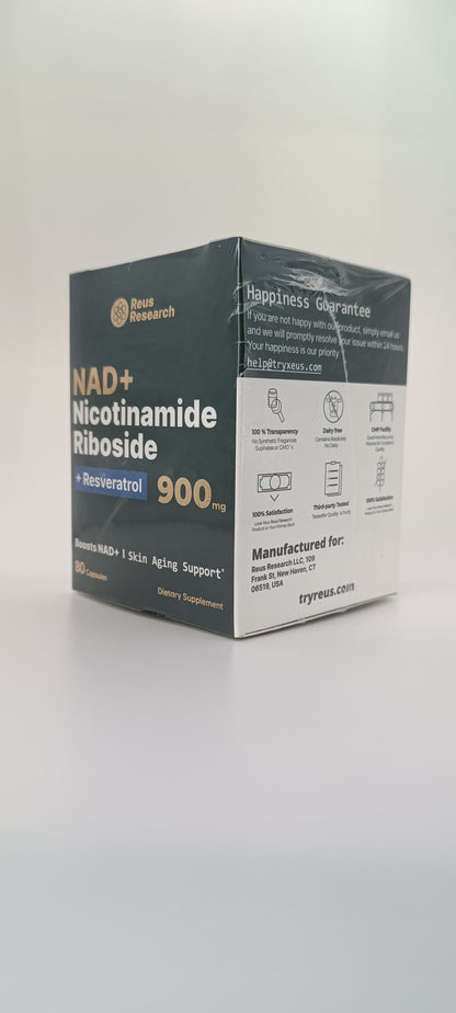 NAD+Nicotinamide Riboside+Resveratrol™ 900 mg, 80 cápsulas: "Energía renovada, vida activa."