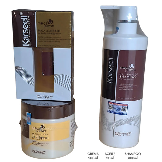 Kit Kerseell X3 (Shampoo + crema maca con colágeno + aceite)