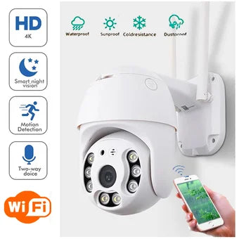 CÁMARA IP EXTERIOR WIFI GIRATORIA HD 1080P CONTROL CELULAR Y VOZ DOBLE VÍA SENSOR MOVIMIENTO Y VISIÓN NOCTURNA