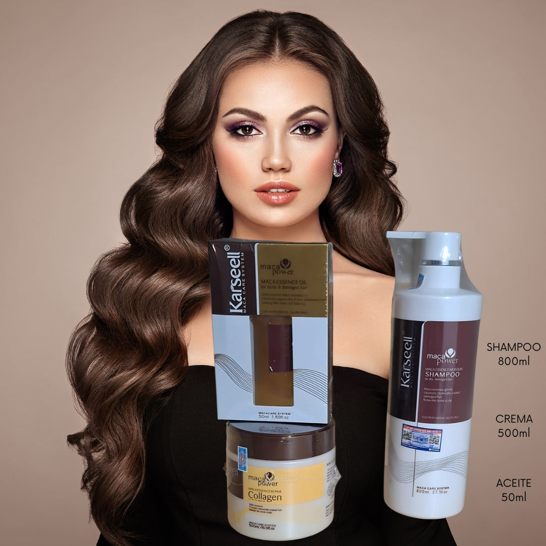 Kit Kerseell X3 (Shampoo + crema maca con colágeno + aceite)