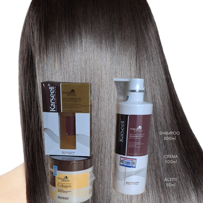 Kit Kerseell X3 (Shampoo + crema maca con colágeno + aceite)