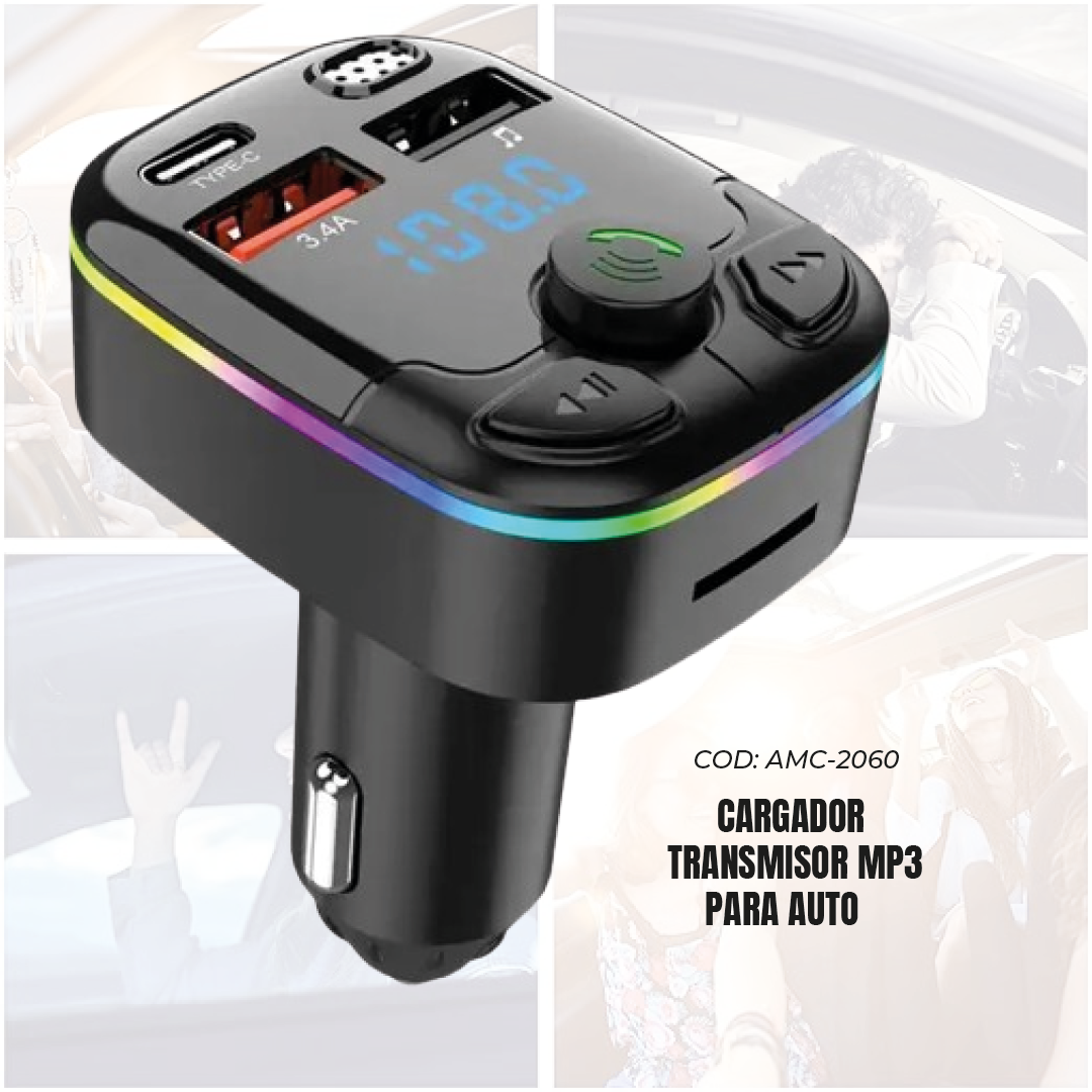 CARGADOR TRANSMISOR MP3 PARA AUTO