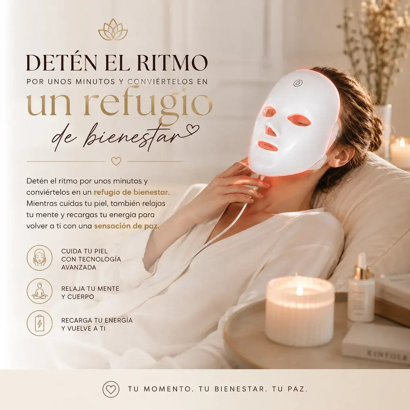 Beneficios clave DermaLux™ · Máscara Facial LED