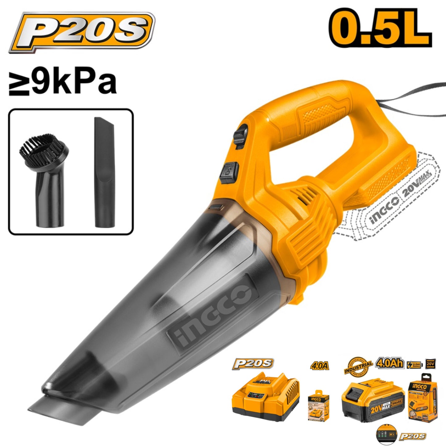 Aspiradora  Portátil  para vehículo - INGCO ORIGINAL  con Batería y cargador incluido