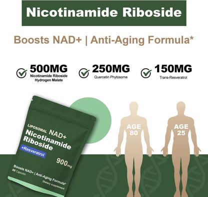 NAD +Resveratrol 900mg- Fómula anti edad™