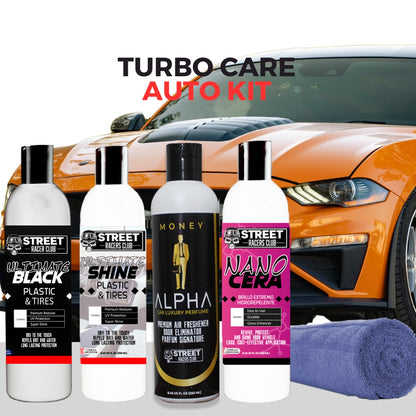 Kit de Autos x 4 (Cera+ Restaurador + Abrillantador + Perfume + Microfibra)™