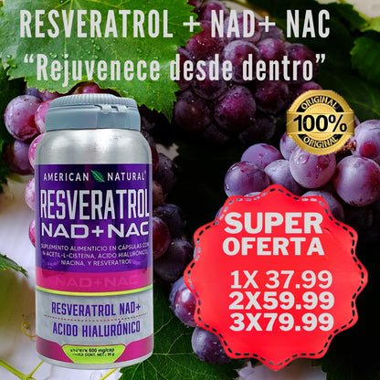 Resveratrol NAD+NAC™: Vitalidad y Bienestar en cápsulas