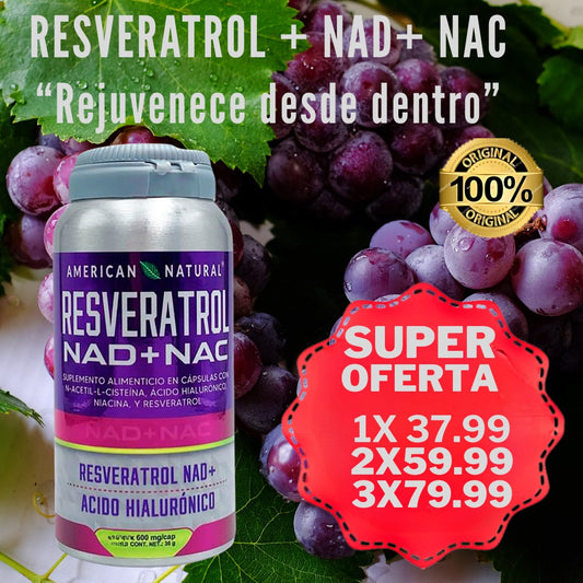 Resveratrol NAD+NAC™: Vitalidad y Bienestar en cápsulas