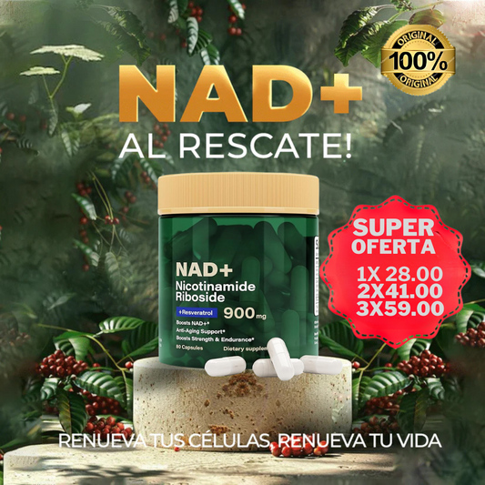 NAD+Nicotinamide Riboside+Resveratrol™ 900 mg, 80 cápsulas: "Energía renovada, vida activa."