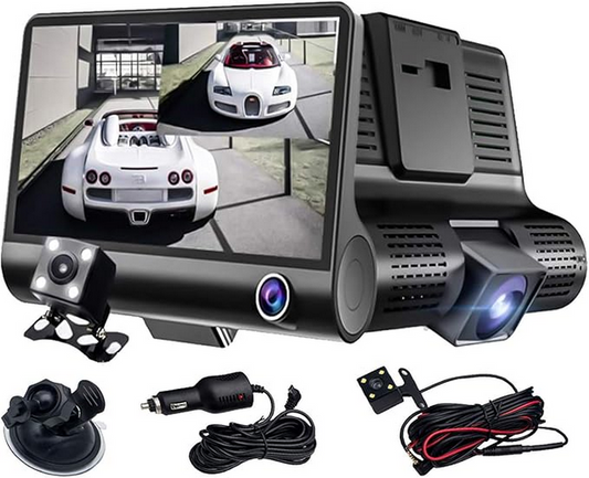 CAMARA DVR TRES LENTES PARA AUTO 1080P