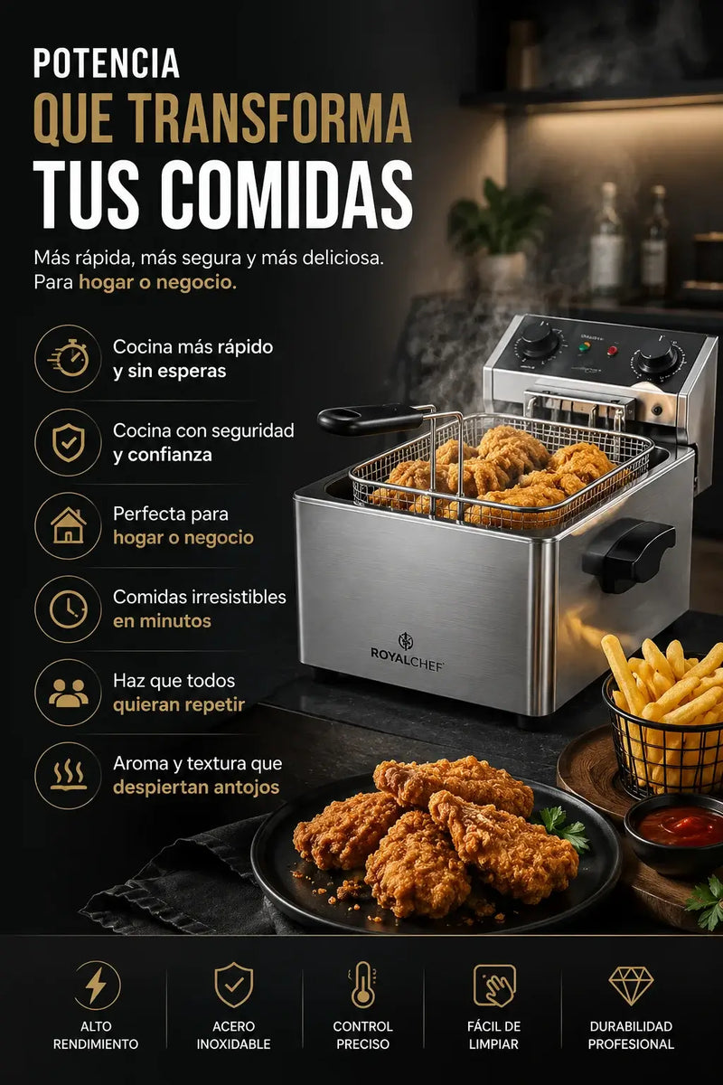 Beneficios clave RAF™. Freidora Eléctrica de Acero Inoxidable 6Lt