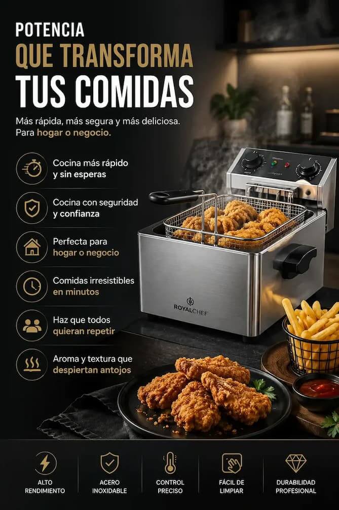 Beneficios clave RAF™. Freidora Eléctrica de Acero Inoxidable 6Lt