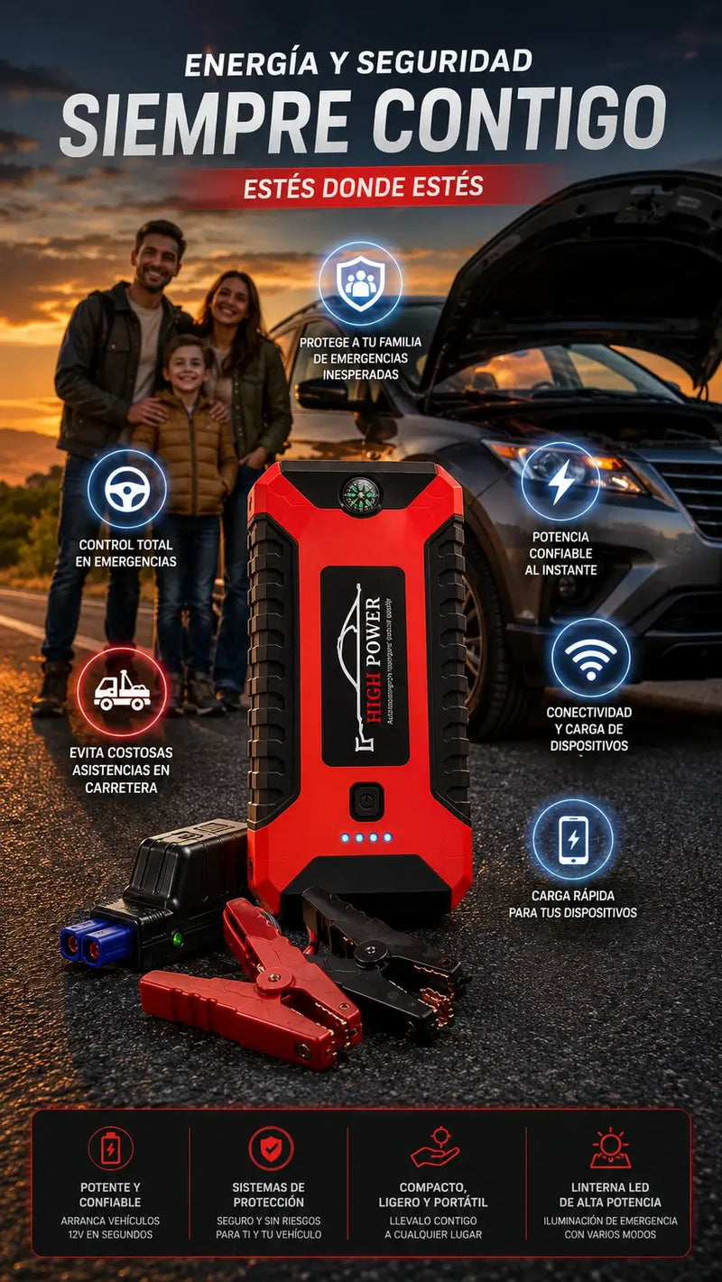 Beneficios clave HIGH POWER™  Arrancador Vehicular y Powerbank