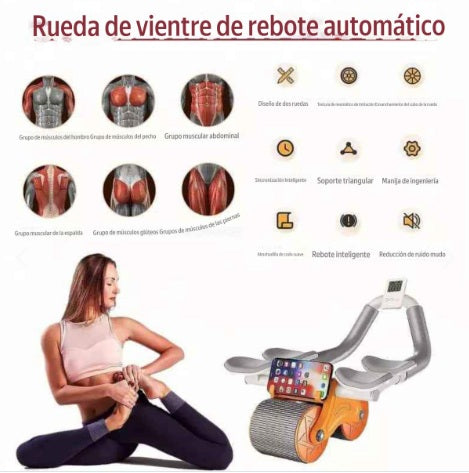 Rodillo de Entrenamiento Abdominal de 4 Apoya Brazos con Rebote Automático™