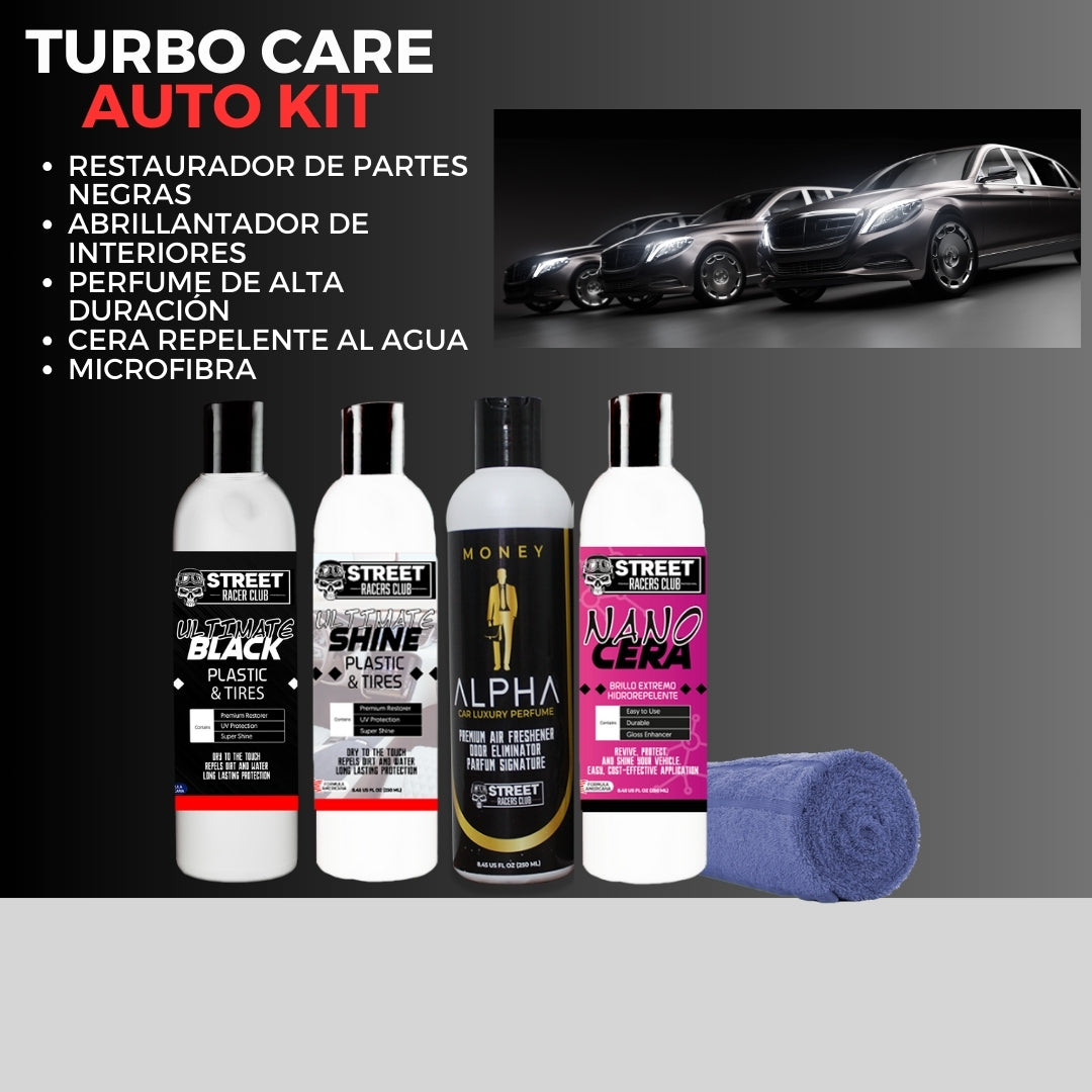 Kit de Autos x 4 (Cera+ Restaurador + Abrillantador + Perfume + Microfibra)™