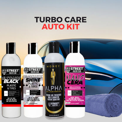 Kit de Autos x 4 (Cera+ Restaurador + Abrillantador + Perfume + Microfibra)™