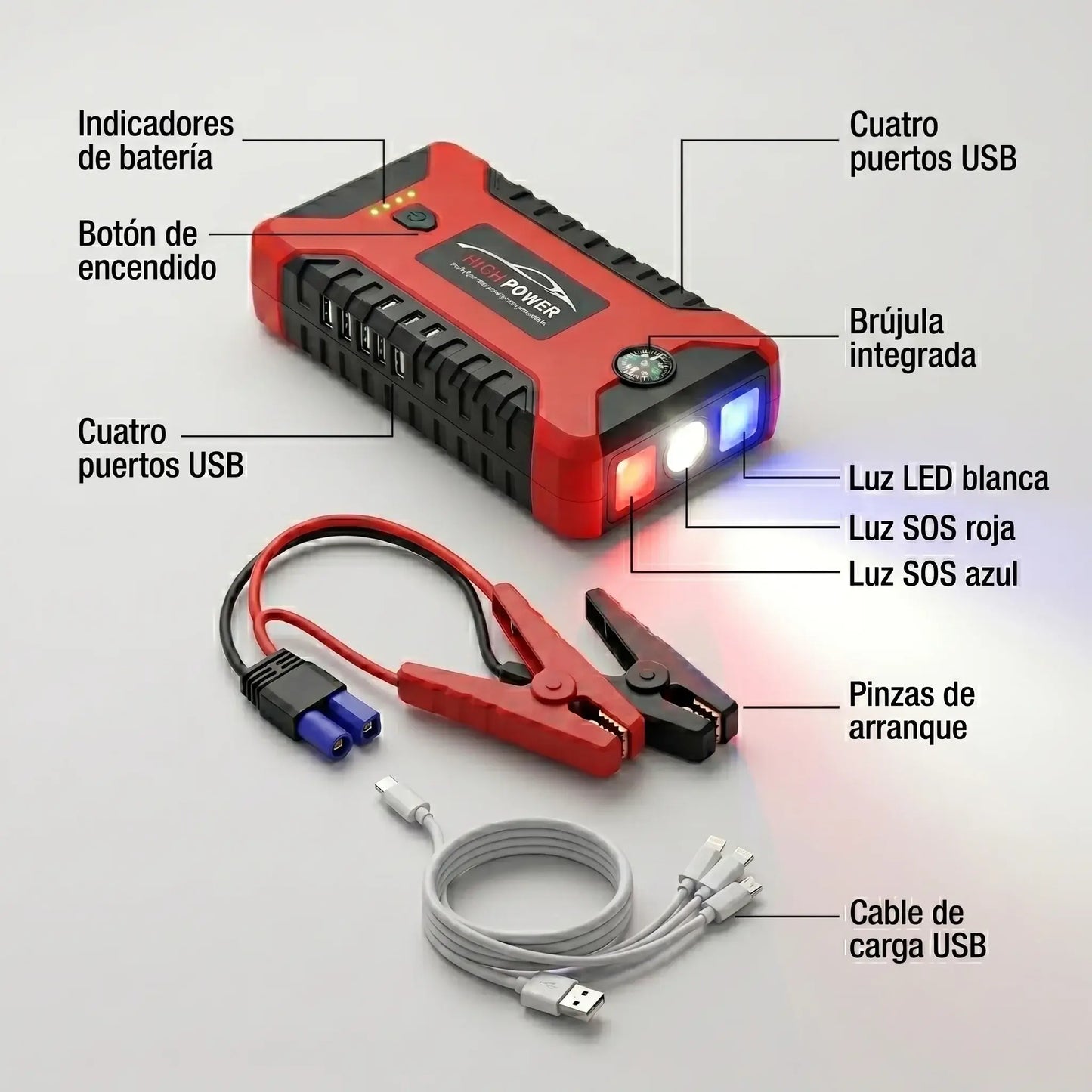 HIGH POWER™  Arrancador Vehicular y Powerbank